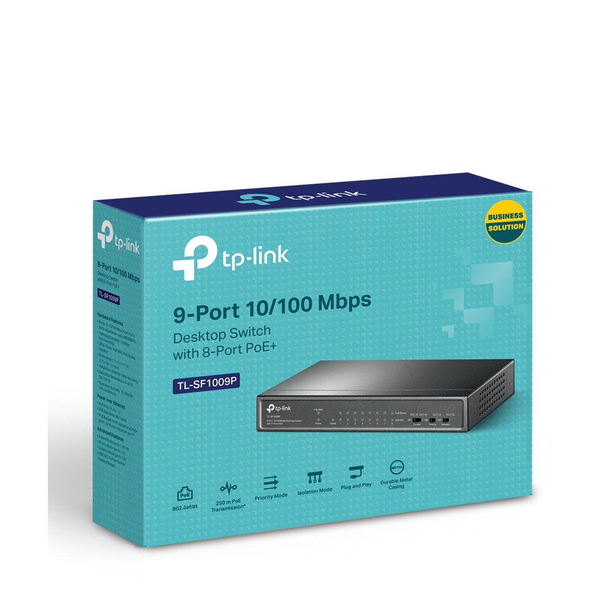 سوئیچ شبکه 9 پورت با 8 پورت PoE تی پی لینک مدل TL-SF1009P-3